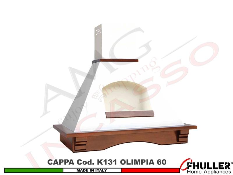 Cappa Parete Rustica OLIMPIA 60 Legno Frassino o Tiglio Verniciata + MOTORE 420m³/h