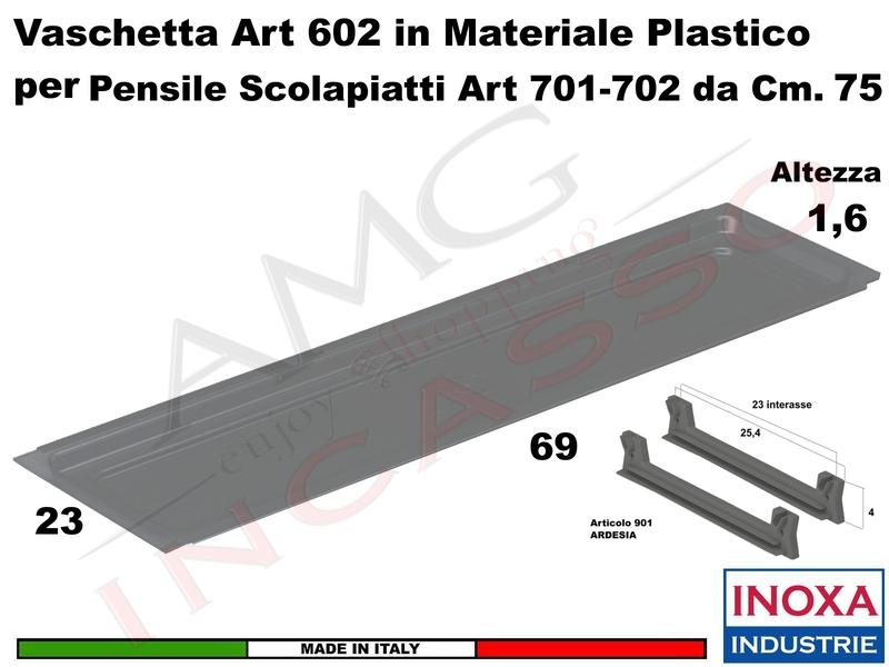 Vaschetta Raccogligocce ARDESIA INOXA 602/75AR Scolapiatti 75 Interno 69 + 2 901