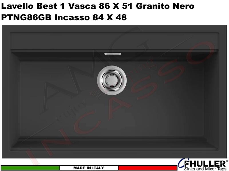 lavello incasso Serie Pietra Best Apell PTNG86GB 1 Vascone 86X51 Granito Nero