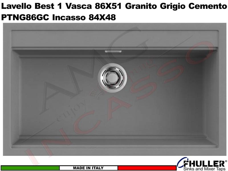 Lavello Incasso Serie Pietra Best Apell PTNG86GC 1 Vascone 86X51 Granito Cemento