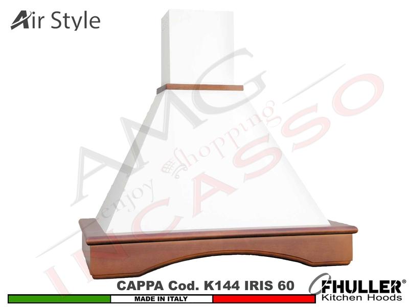 Cappa Parete Rustica IRIS 60 Legno Frassino /Tiglio Verniciata + MOTORE 420m³/h