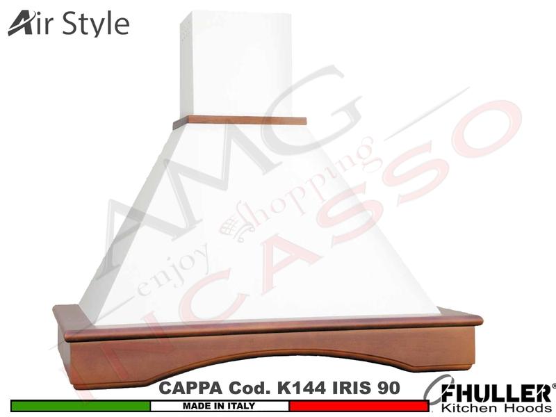 Cappa Parete Rustica IRIS 90 Legno Frassino /Tiglio Verniciata + MOTORE 420m³/h