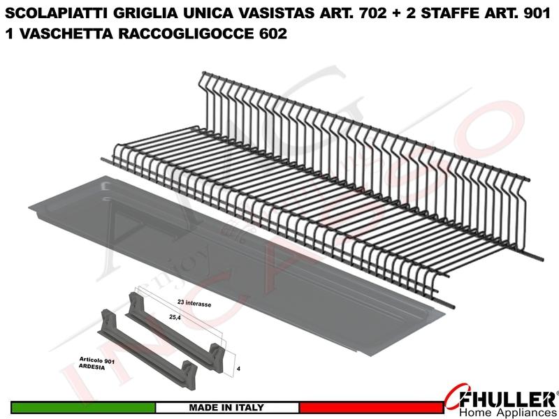 Scolapiatti Griglia Unica VASISTAS INOX 702 Pensile 45 Interno 40,6 + 2 Staffe +Vaschetta