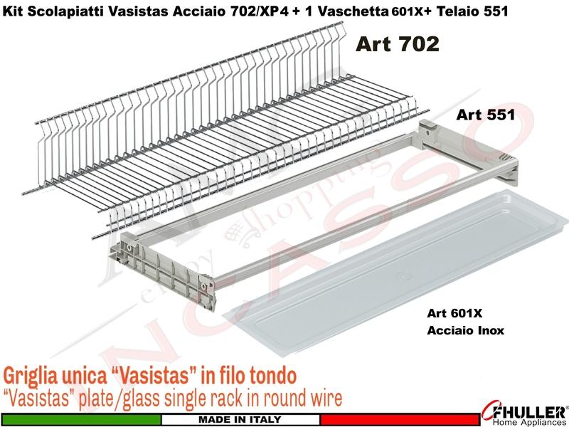 Kit Scolapiatti Vasistas Pensile 120 702/120 + Vaschetta 601X Inox + Telaio 502