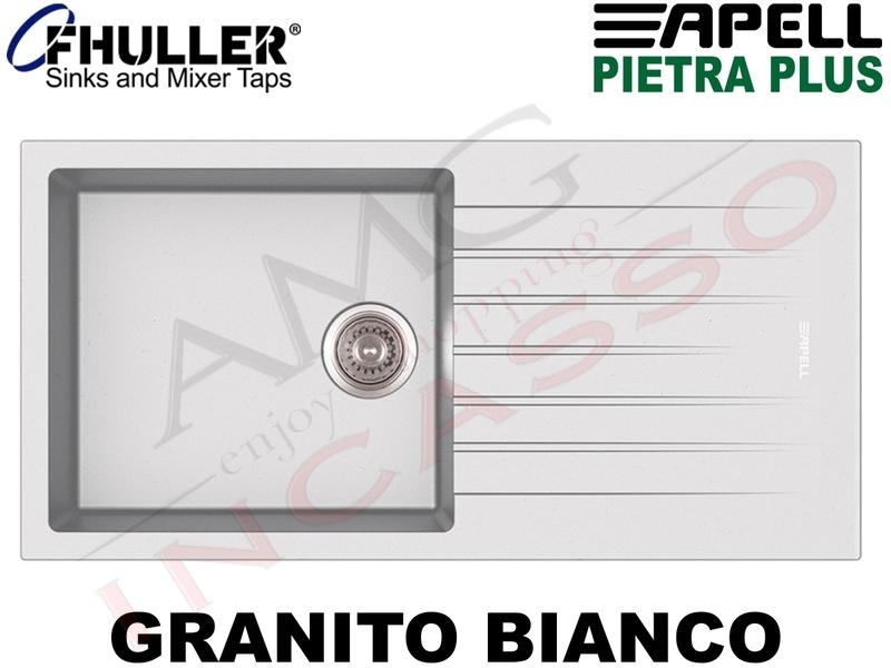 Lavello Incasso Apell-Fhuller PTPL1001GW 100X50 1 Vasca + Gocc. Granito Bianco