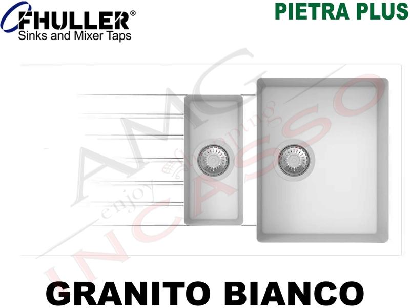 Lavello Incasso Apell-Fhuller PTPL1002GW 100X50 2 Vasche + Gocc. Granito Bianco