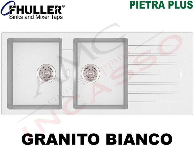 Lavello Incasso Apell-Fhuller PTPL1162GW 116X50 2 Vasche + Gocc. Granito Bianco