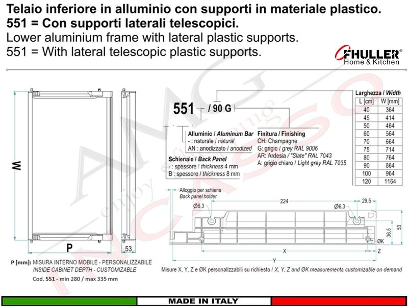 [Solo Scarico] Telaio 40 502/40GXP0 + Copppia Staffe 901 per Scolapiatti 701