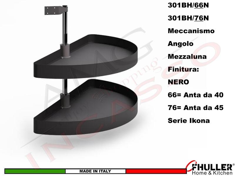 Kit 2 Cestelli Mezzaluna Girevoli x Base Min.100X60 Per Anta 40 Nero