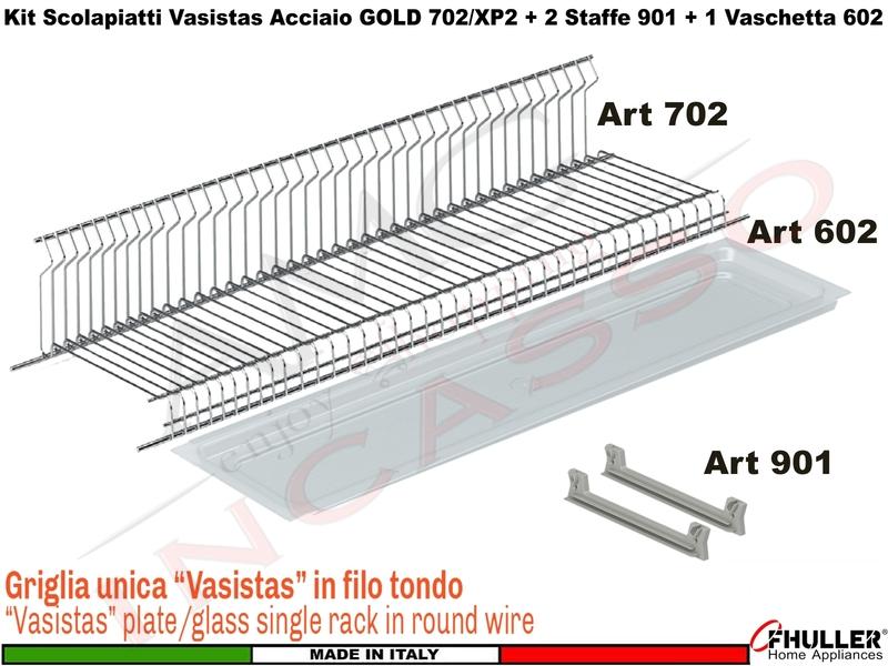 Scolapiatti VASISTAS Griglia Unica INOX 702 Pensile 80 Interno 75,6 + 2 Staffe 901