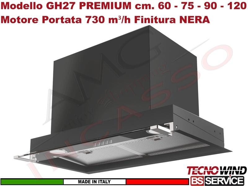 Cappa Gruppo Incasso 60 Sottopensile GH27 PREMIUM K170I0007 BLACK STOP DROP Cl.A
