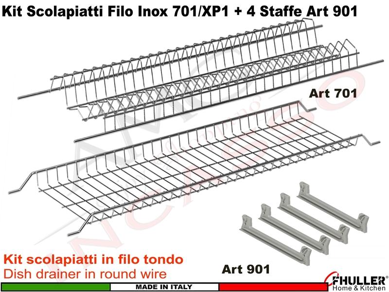 Kit Scolapiatti 701/45 Filo Acciaio Pensile 45 Interno 40,5 + 4 Staffe + Scatola