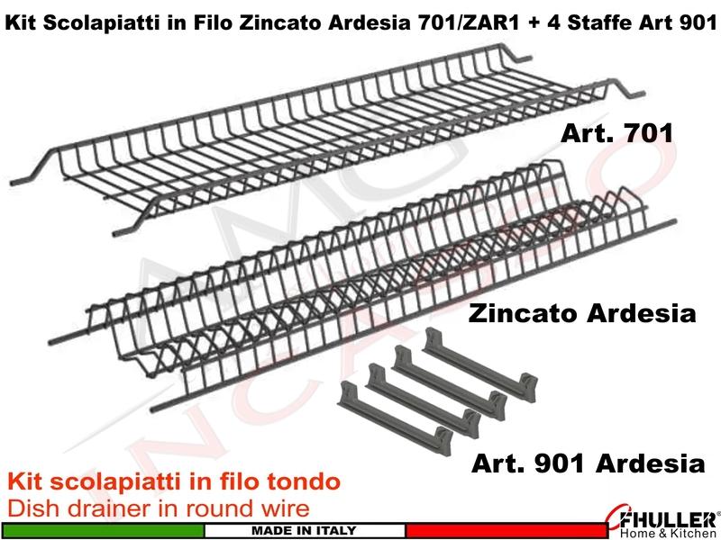 Scolapiatti INOXA-FHULLER Ardesia Incasso Pensile 40 Interno 35,6 + Staffe