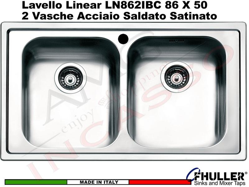 Lavello Cucina Linear 2 Vasche cm. 86x50 Acciaio Inox