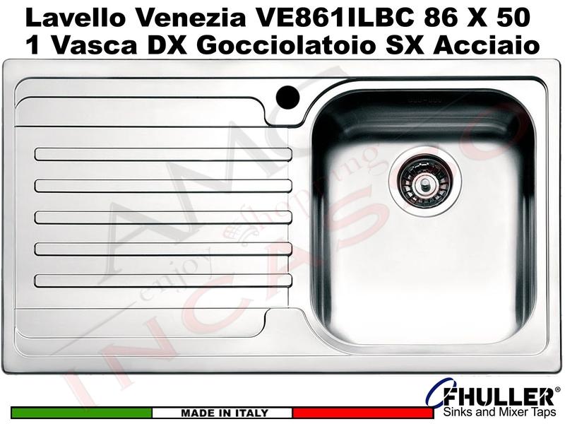 Lavello APELL-FHULLER Venezia Acciaio Spazzolato 86 X 50 1 Vasca DX e Gocc. SX