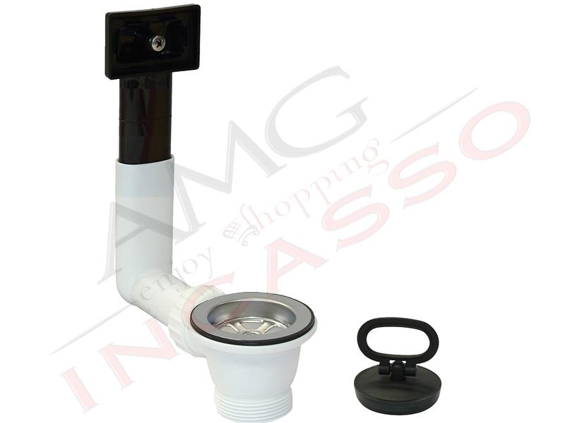 Piletta 300 Ø 70 troppo pieno rettangolare vite da 25 lucida Ø 52 G1 1/2"
