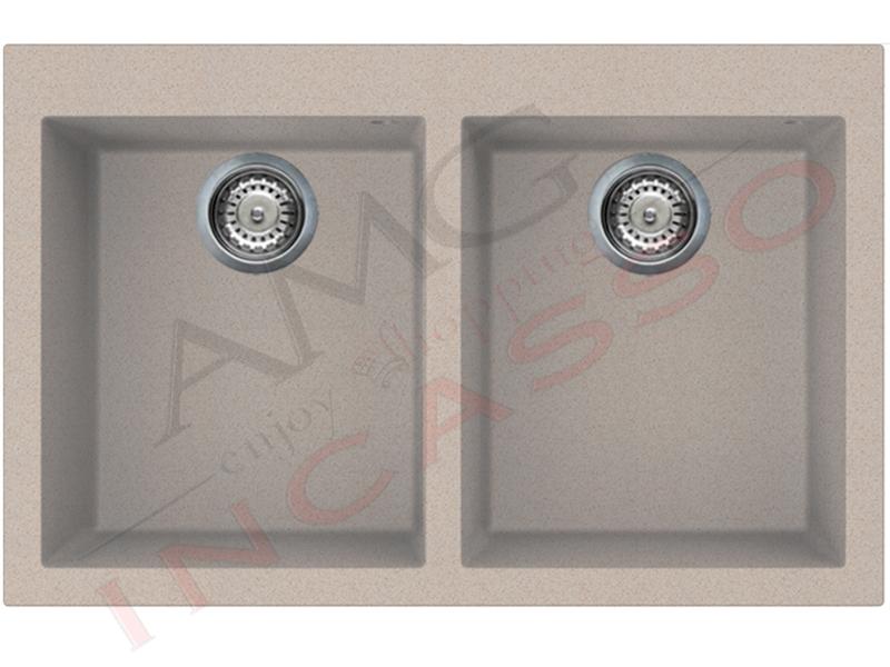 Lavello Elleci Quadra 340 80x53 2 Vasche Granitek Classic® G51 Avena
