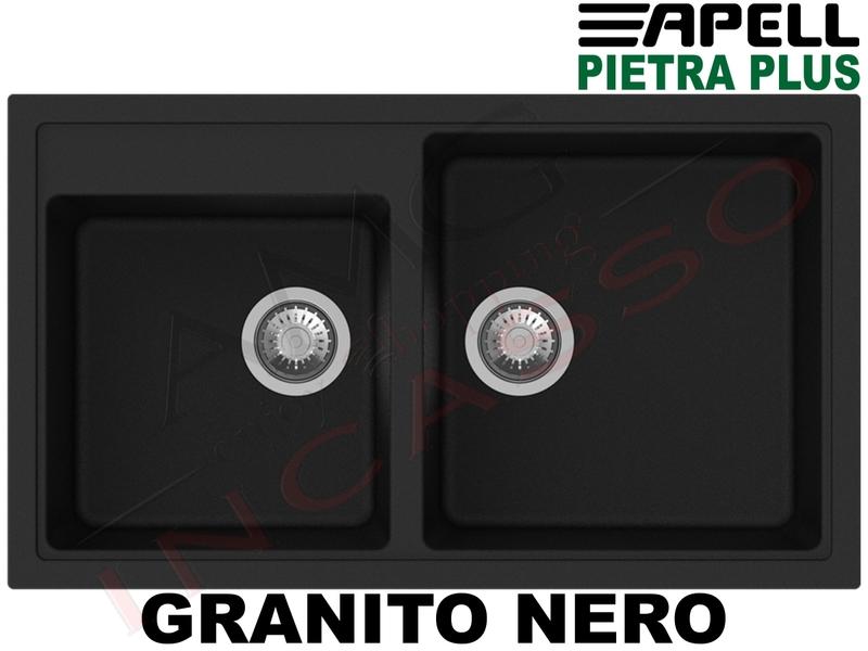 Lavello Cucina New Pietra Plus 2 Vasche cm.86X50 Fragranite Nero