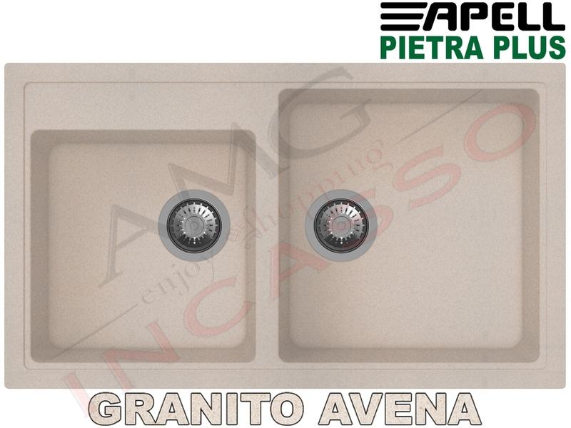 Lavello Cucina New Pietra Plus 2 Vasche cm.86X50 Fragranite Avena