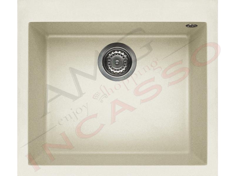 Lavello Quadra 105 57X50 1 Vasca Granitek Classic® G62 Bianco antico