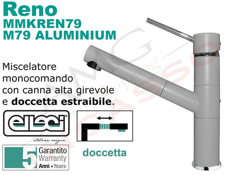 Rubinetto Miscelatore Cucina Reno Doccetta Estraibile Metaltek M79 Aluminium