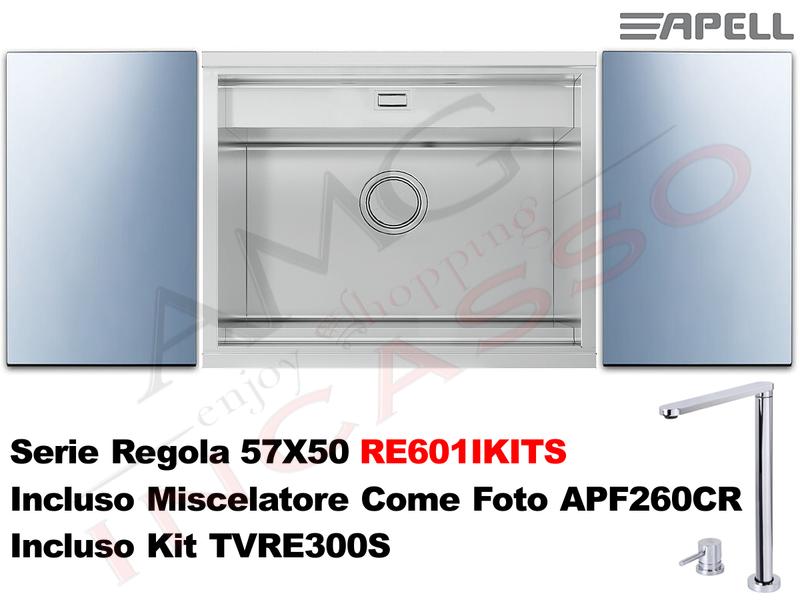Lavello Regola RE601IKITS Filotop 57X50 Acciaio Vetro Silver + Miscelatore