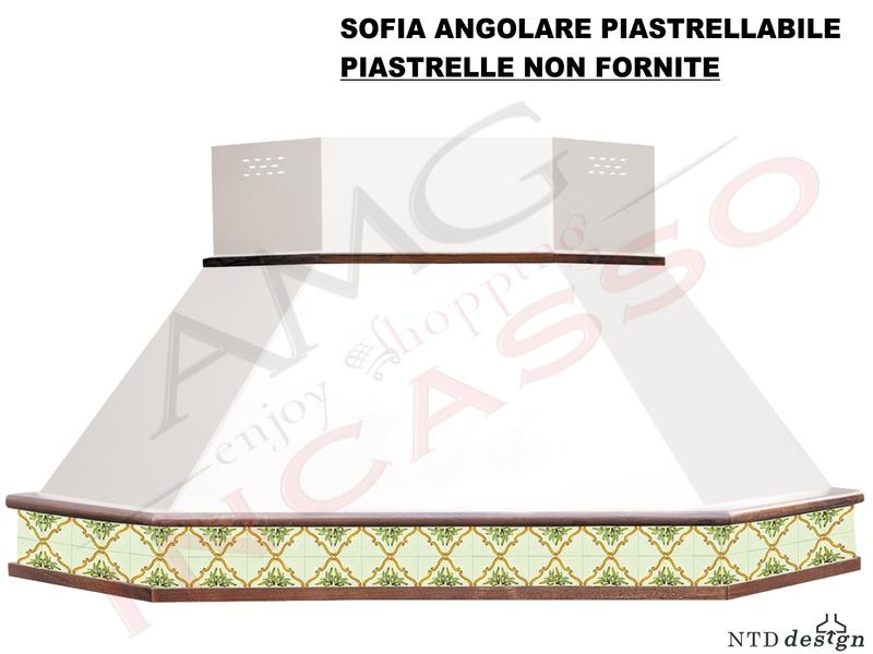 Cappa Angolo Sofia 103X103 Con Trave Legno Massello Frassino Verniciato