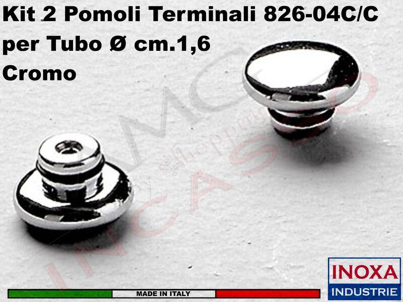 Confezione 2 pomoli terminale Inoxa 826-04C/C per tubo 16 mm Cromato