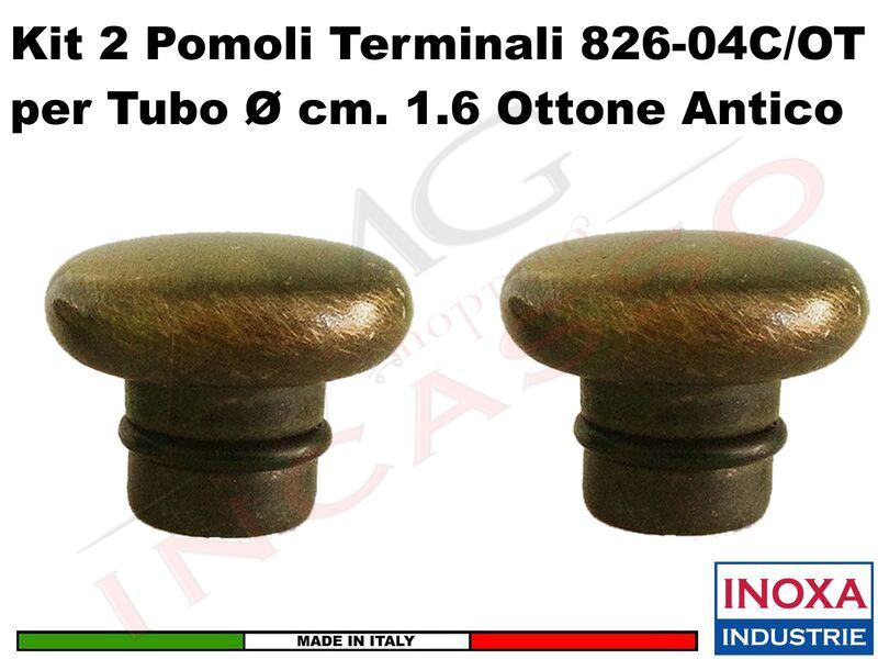 Confezione 2 pomoli terminale Inoxa 826-04C/OT per tubo 16 mm Ottone Antico