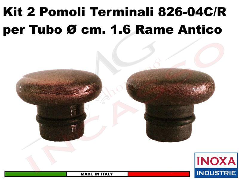 Confezione 2 pomoli Terminale Inoxa 826-04C/R per tubo 16 mm Rame Antico