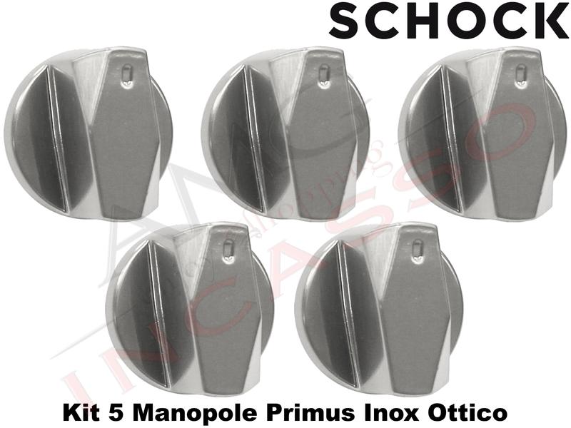 Kit 5 Manopole Primus Design Inox Ottico per Piani Cottura Schock