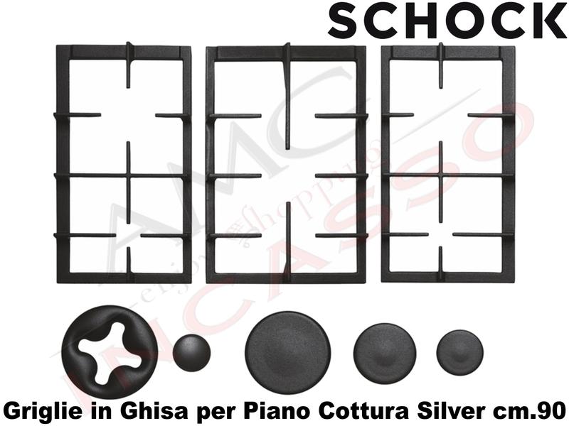 Kit Grighie in Ghisa e Cappellotti Coprifuoco per Piani Cottura cm. 90 Silver