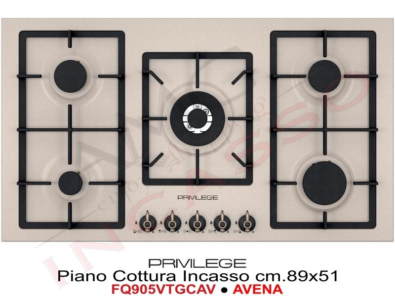 Piano Cottura Cucina Quadra Rustic 5 Fuochi Gas cm. 90 Avena