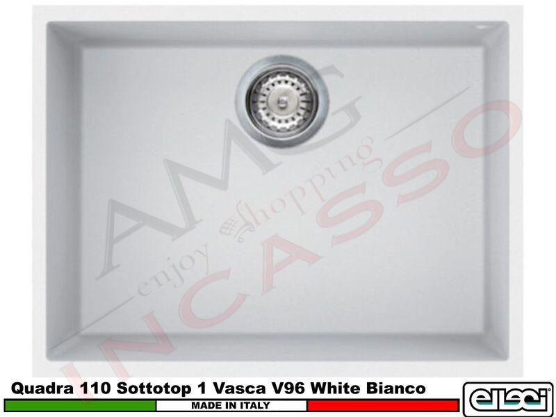 Lavello Quadra 110 Sottotop 58X44 1 Vasca Vitrotek 3G V96 White