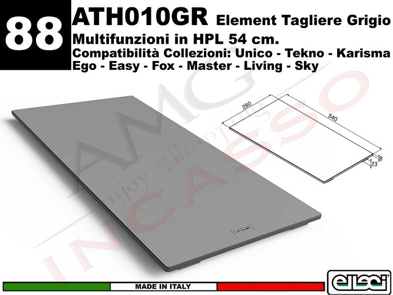 Accessorio 88 ATH010GR Element Tagliere Multifunzioni HPL Sliding Grigio