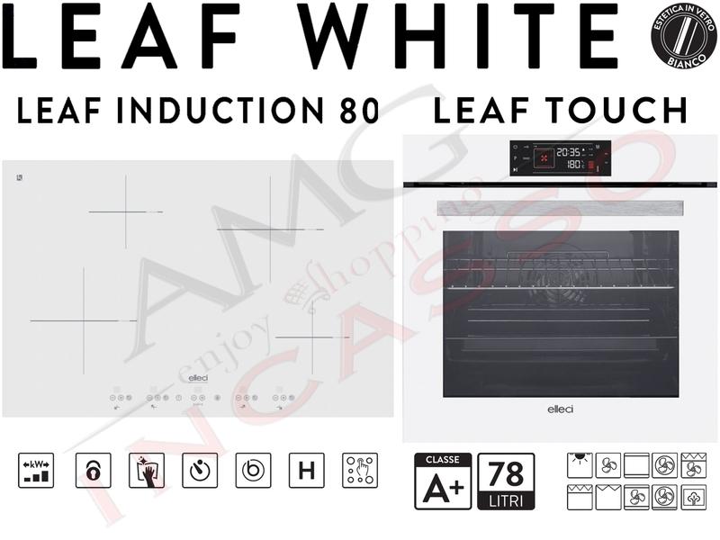 Pacchetto Leaf Piano Cottura Induzione cm. 77 e Forno Ventilato 10 Funzioni K96 White Bianco