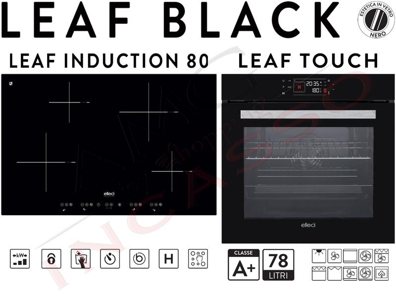 Pacchetto Leaf Piano Cottura Induzione cm. 77 e Forno Ventilato 10 Funzioni K86 Black Nero