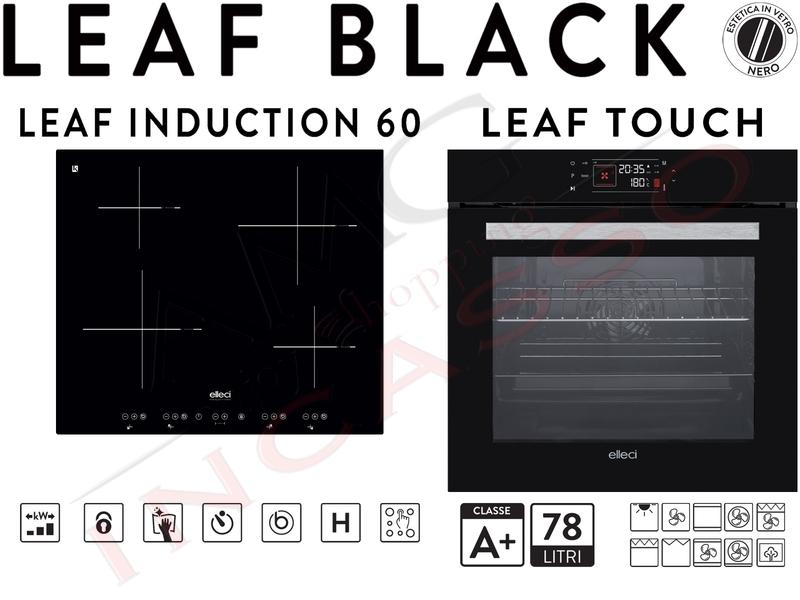Pacchetto Leaf Piano Cottura Induzione cm. 58 e Forno Ventilato 10 Funzioni K86 Black Nero