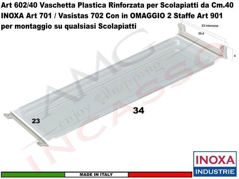 Vaschetta Raccogligocce TRASPARENTE INOXA 602/40AR Per Scolapiatti da 40 + 2 901