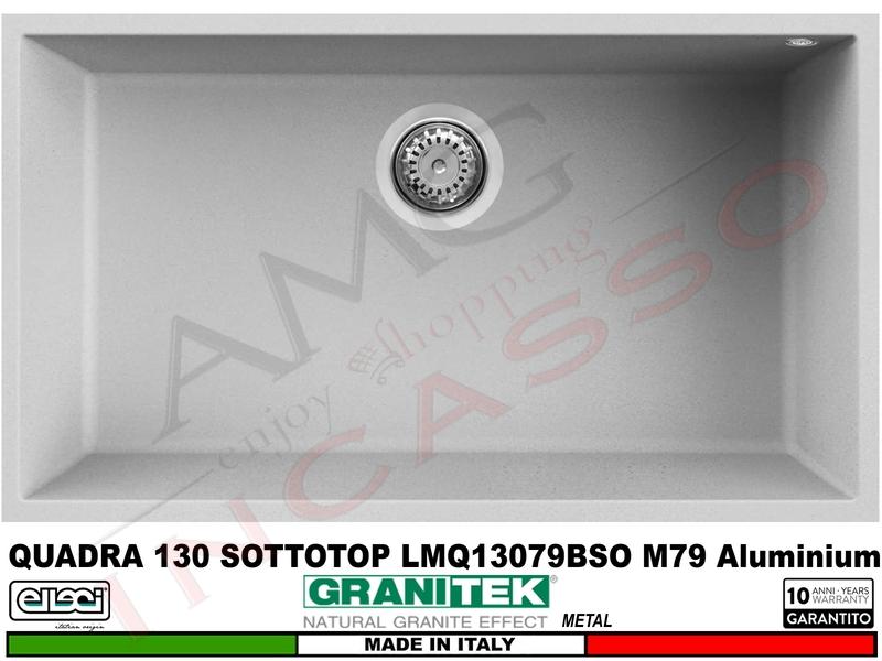 Lavello Quadra 130 Sottotop 76X44 1 Vasca Granitek Metal® M79 Aluminium