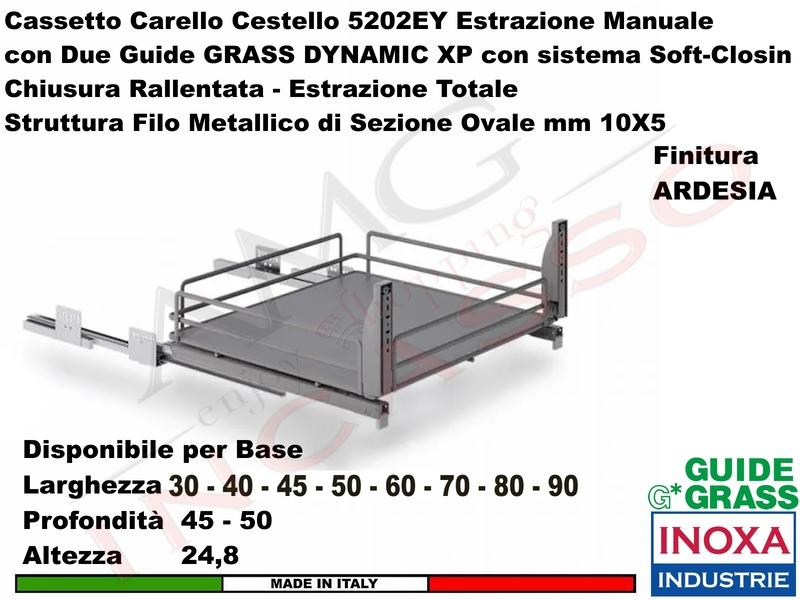 Carello Cassetto Estraibile Ellite INOXA 5202EY/90-50PAR per Base 90 AR-AR