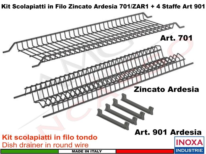 Kit Scolapiatti Filo Zincato ARDESIA Pensile 90 701/90ZARP1 + 4 Staffe Art 901AR