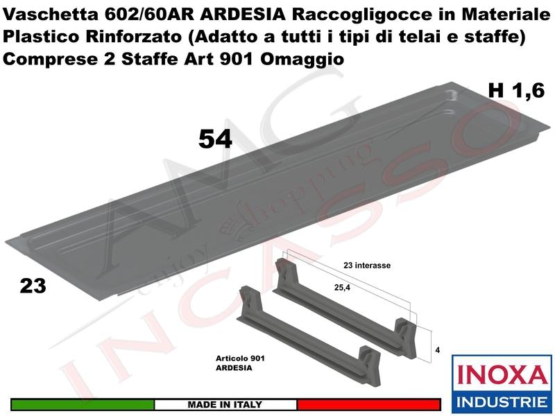 Vaschetta Raccogligocce ARDESIA INOXA 602/60AR Per Scolapiatti da cm. 60 + 2 901