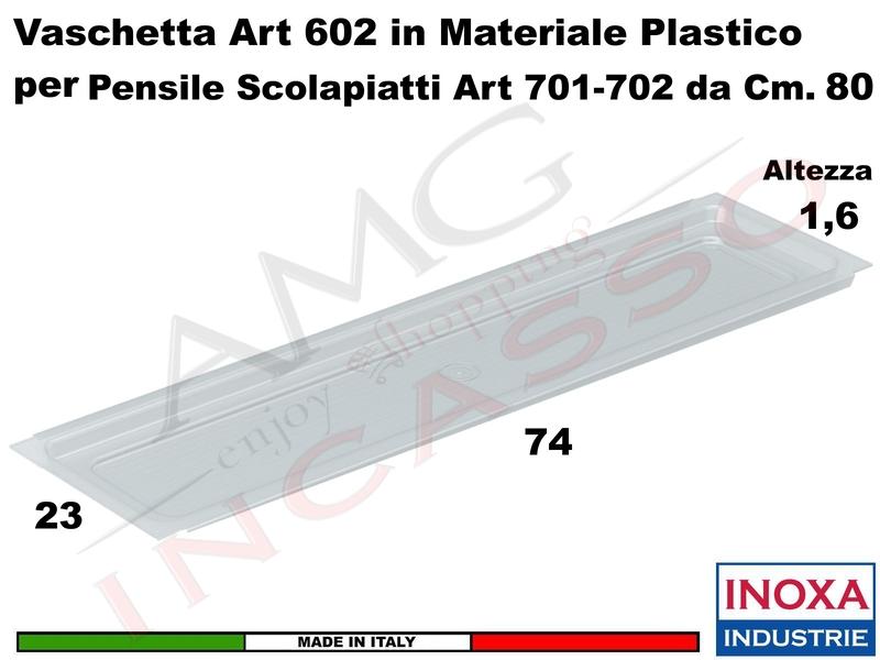 Vaschetta Raccogligocce Trasparente INOXA 602/80 Per Scolapiatti da 80 Interno 74
