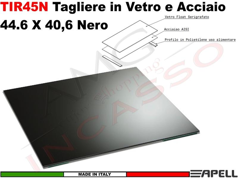 Kit 2 Accessori Apell TIR45B Cover Tagliere in Vetro cm.40,2X44,45 Nero