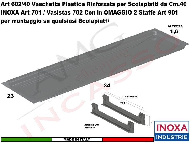 Vaschetta Raccogligocce ARDESIA INOXA 602/40AR Per Scolapiatti da 40 + 2 901