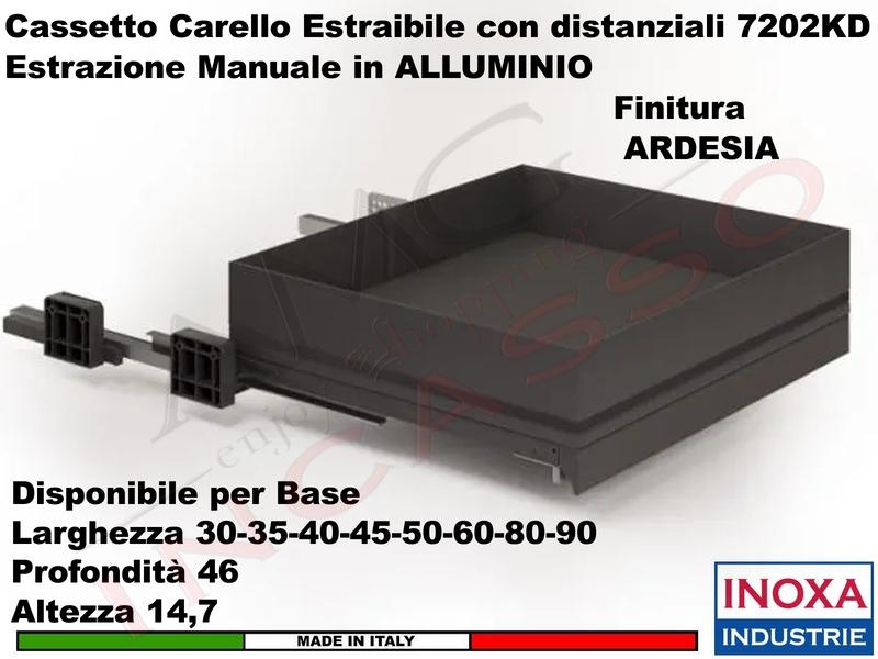 Carello Cassetto Cestello Estraibile INOXA 7202KDY/30PAR Per Base 30 Ardesia