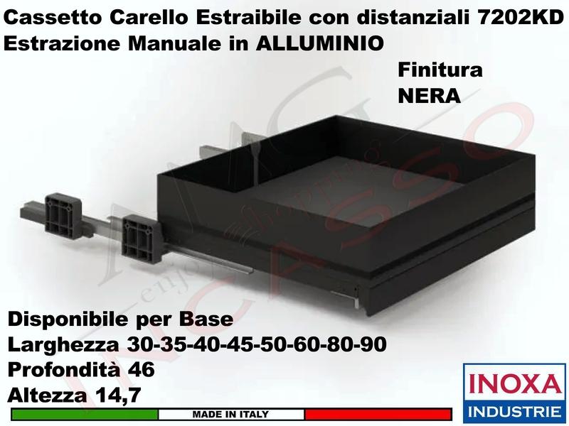Carello Cassetto Cestello Estraibile INOXA 7202KDY/30PN Per Base 30 Nero