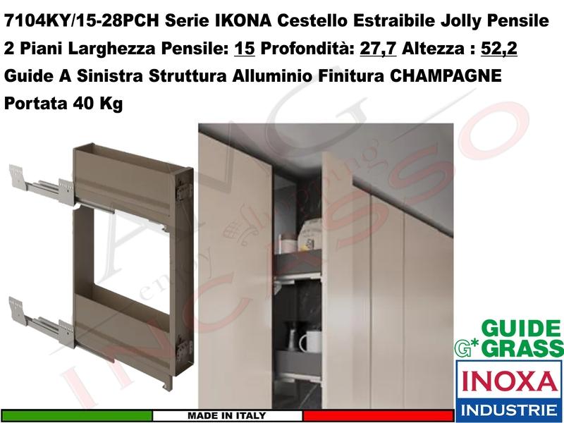 Carello Jolly Estraibile IKONA 7104KY/15-28PCH Pensile 15 Guide Grass CHAMPAGNE