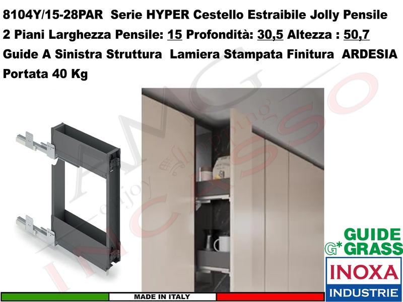 Carello Jolly Estraibile HYPER 8104YY/15-28PAR Pensile 15 Guide Grass ARDESIA